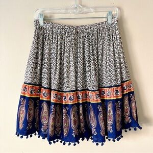 ALYA | Mixed Print Pom-Pom Mini Skirt Sz M